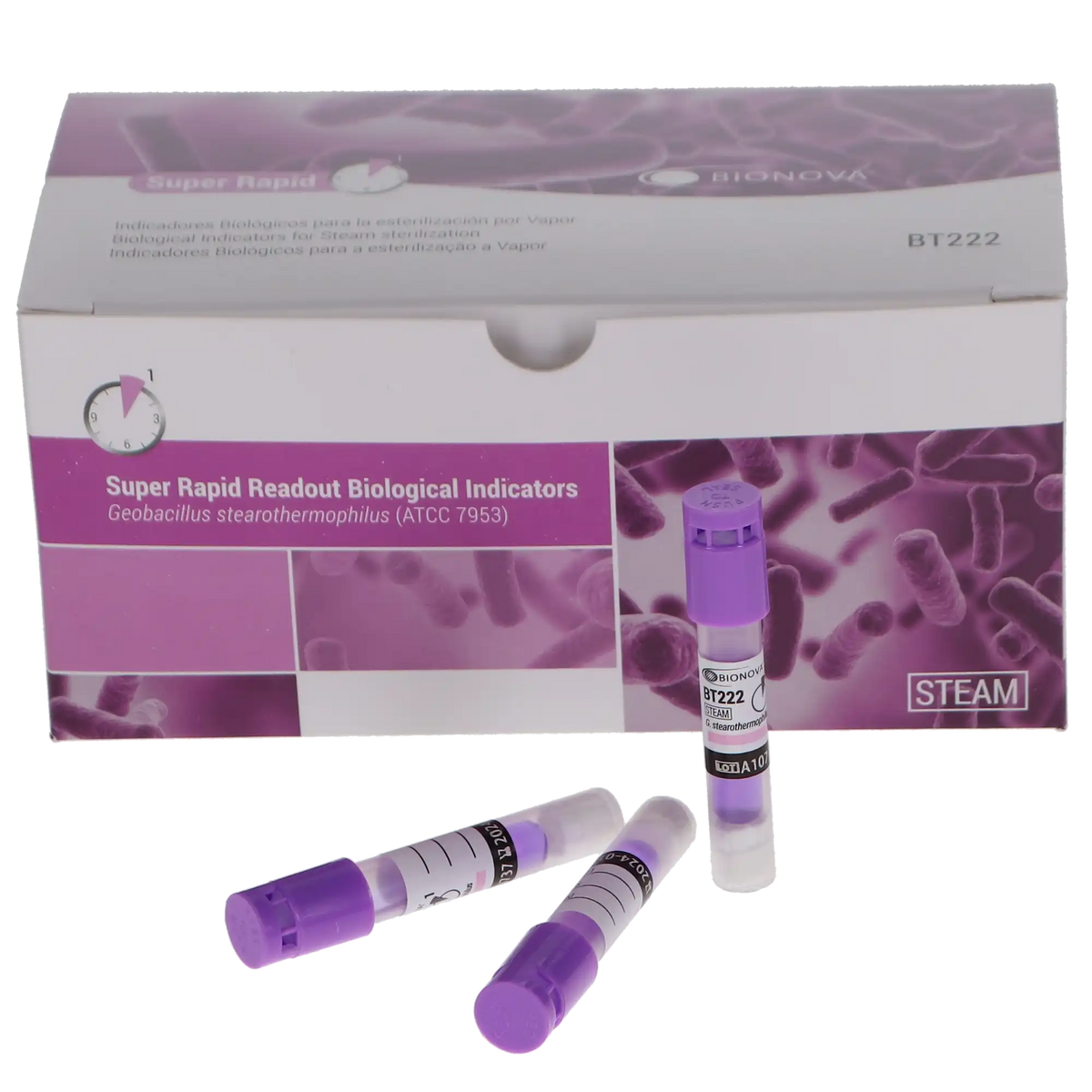 Biological Indicators for Steam, Super Rapid, 1-Hour, Purple, 50/Box