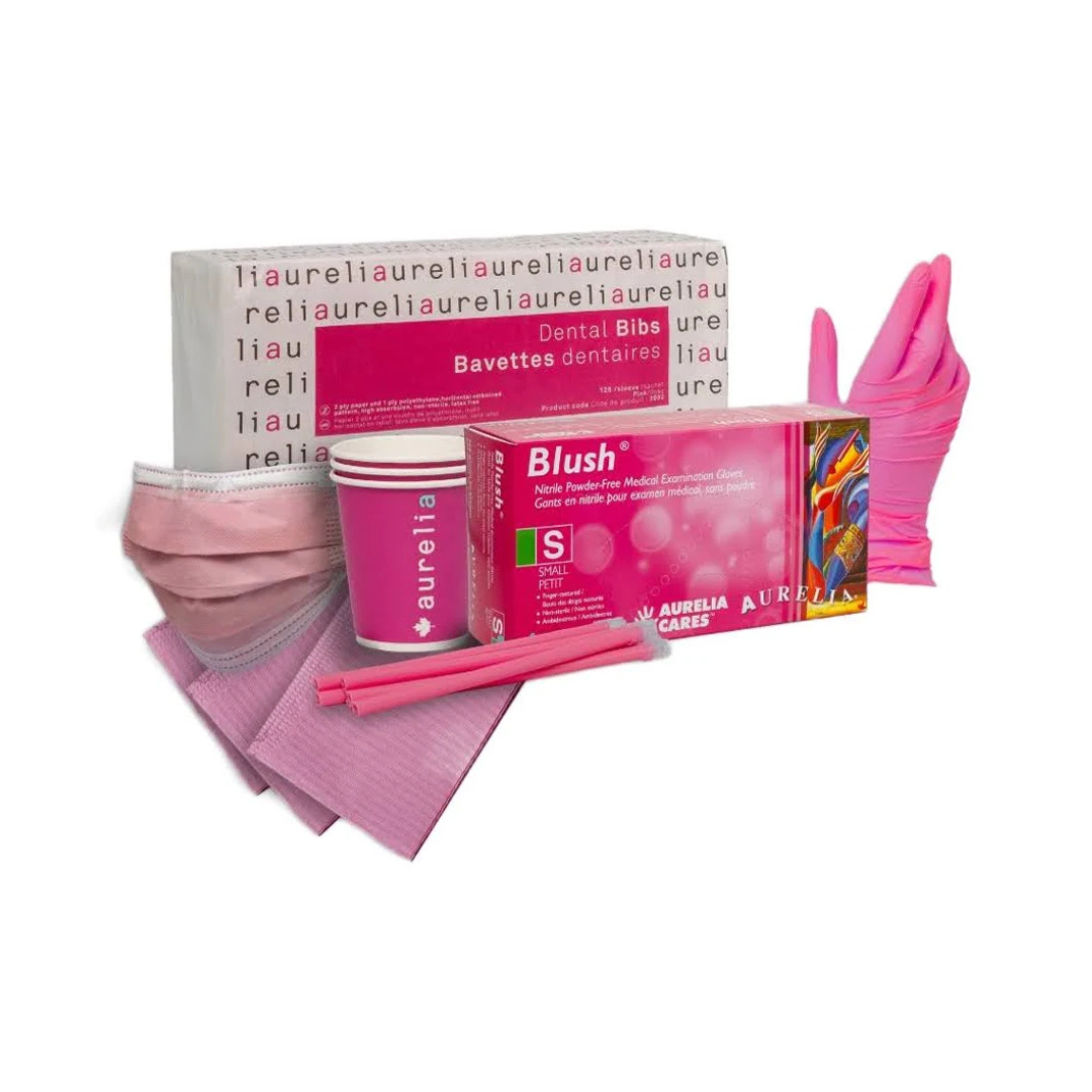 Aurelia Chroma Pink Kit™ | Complete Dental PPE Kit | Blush Nitrile Gloves + Masks + Bibs + More | Canada