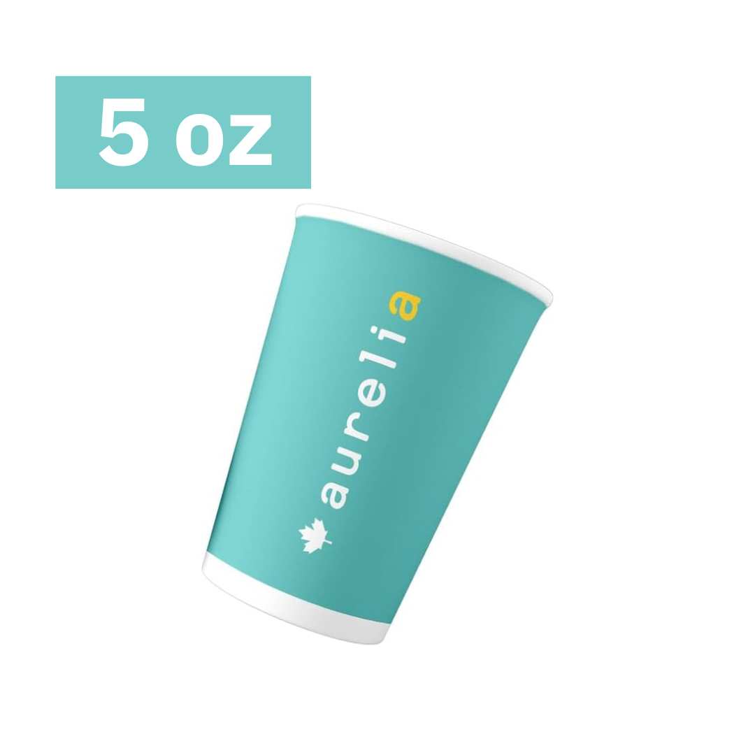 Aurelia aqua 4 oz disposable paper cups (1000 per case). Latex-free with rolled rim for comfort. Ideal for dental, medical, beauty, and home care use.