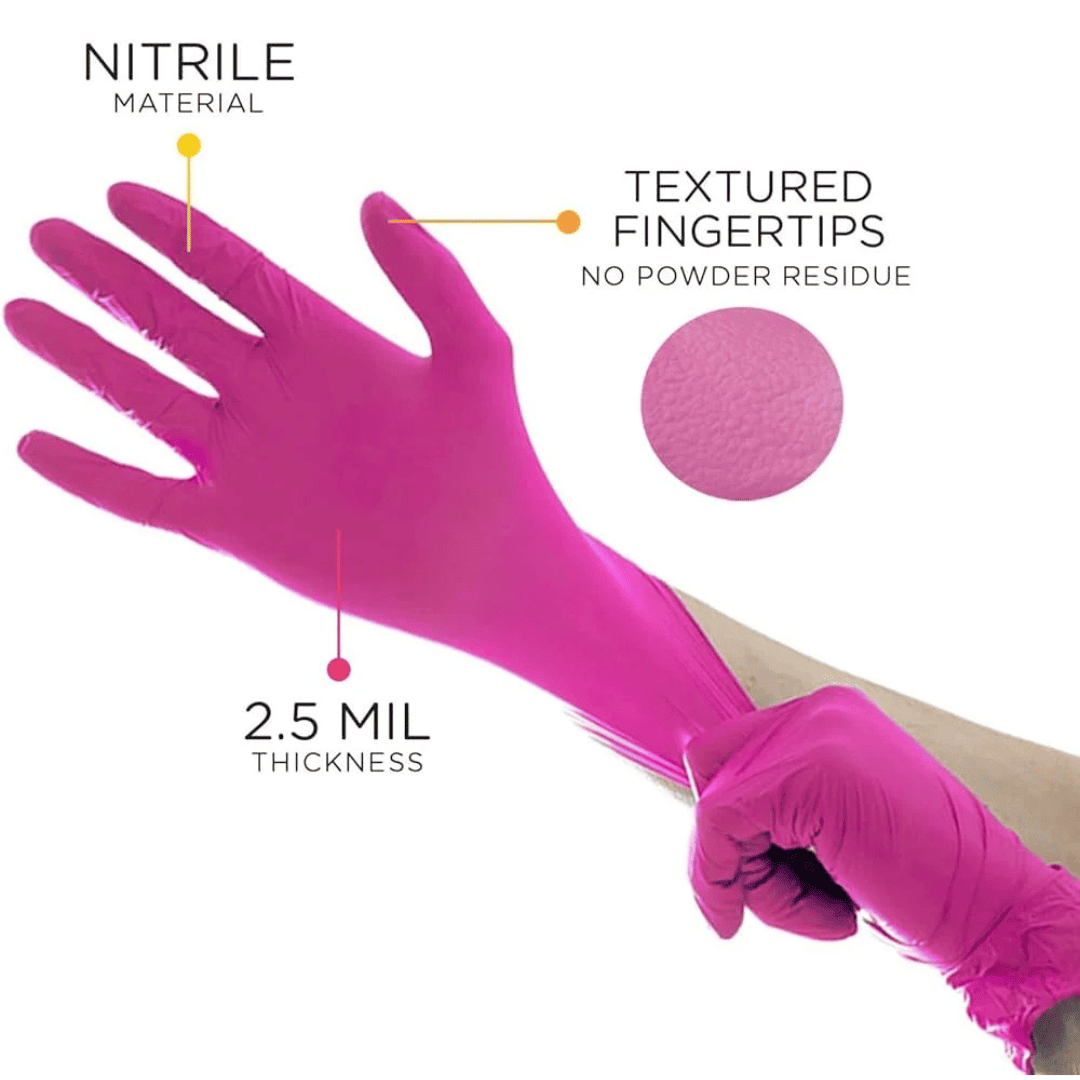 Aurelia powder-free pink nitrile examination glove