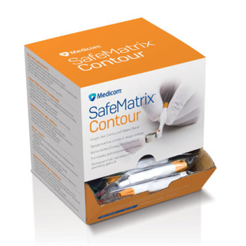 SafeMatrix Contour Single-Use Contoured Matrix Bands Wide 6mm (Orange), 50/Box