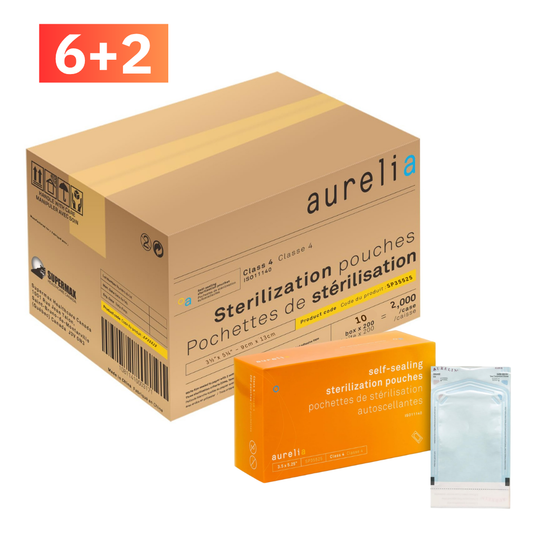 Aurelia Sachets de stérilisation auto-adhésifs 3,5" × 5,25" – Classe 4 (Boîte individuelle ou Carton complet)