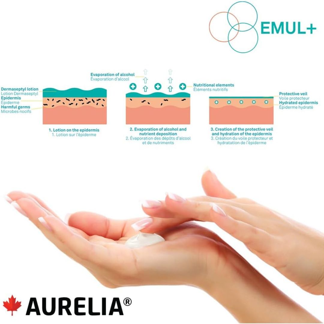 Désinfectant antiseptique pour les mains DermaSeptyl – 63 % d'alcool éthylique – Formule hydratante (60 ml ou 500 ml)