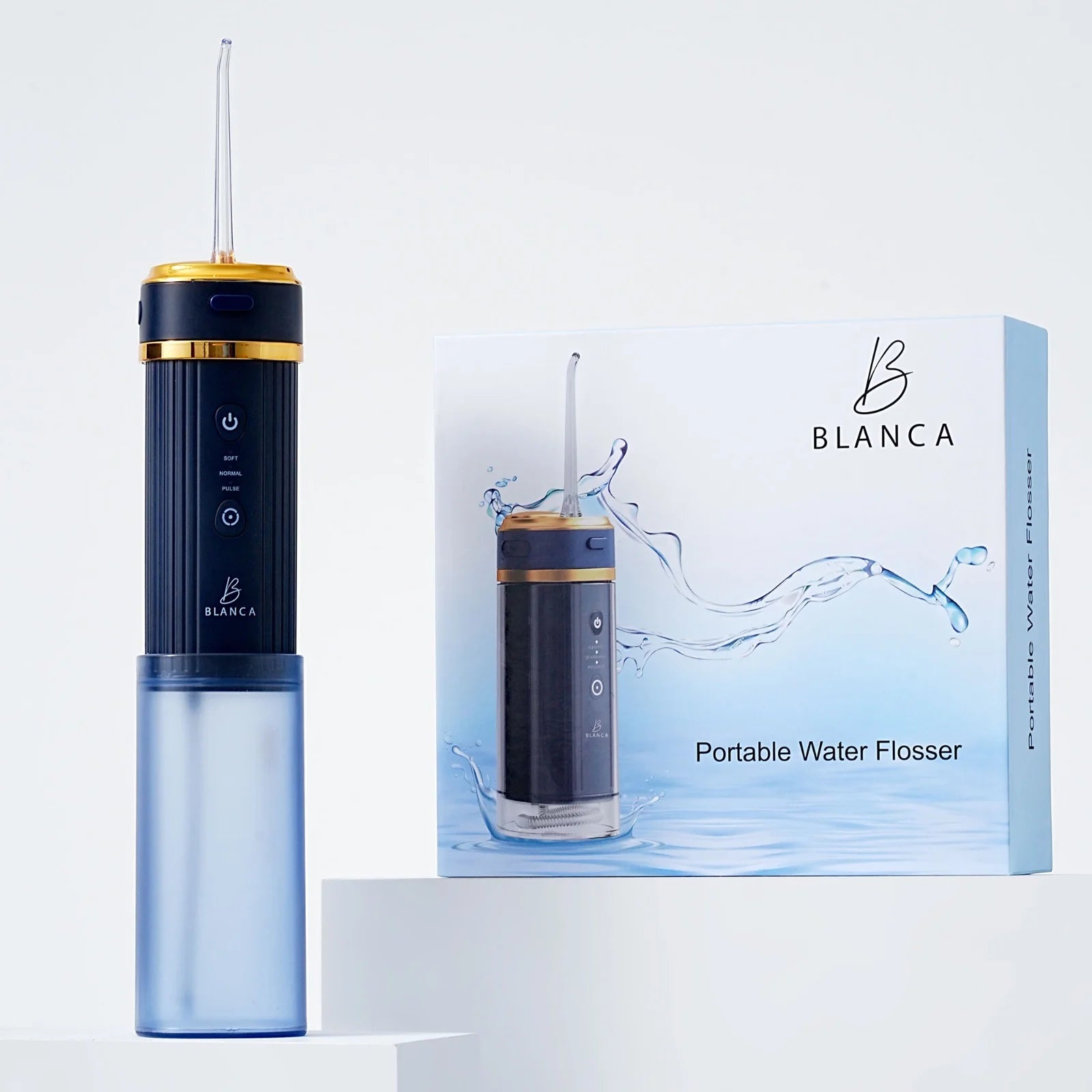 Navy Blanca portable water flosser Blanca electric toothbrush professional oral care dental clinic Canada