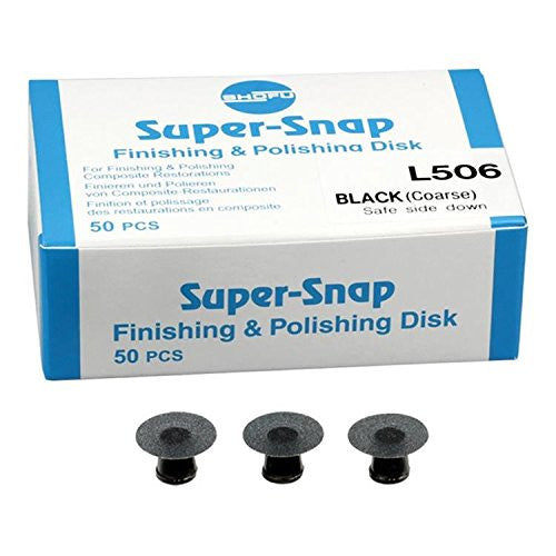 Shofu Super-Snap Mini black coarse contouring discs, safe side down, pack of 50