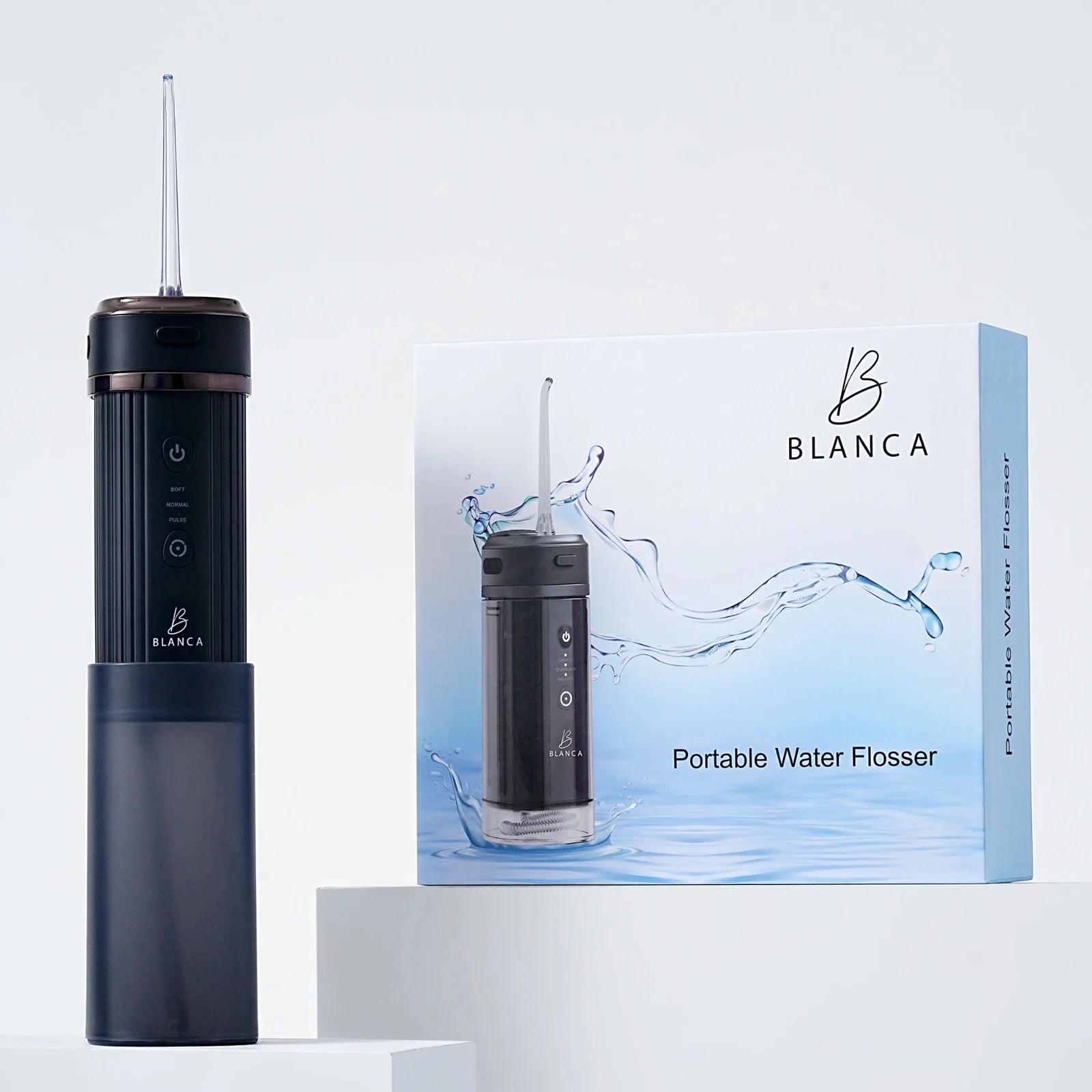 Black portable water flosser Blanca electric toothbrush professional oral care dental clinic Canada