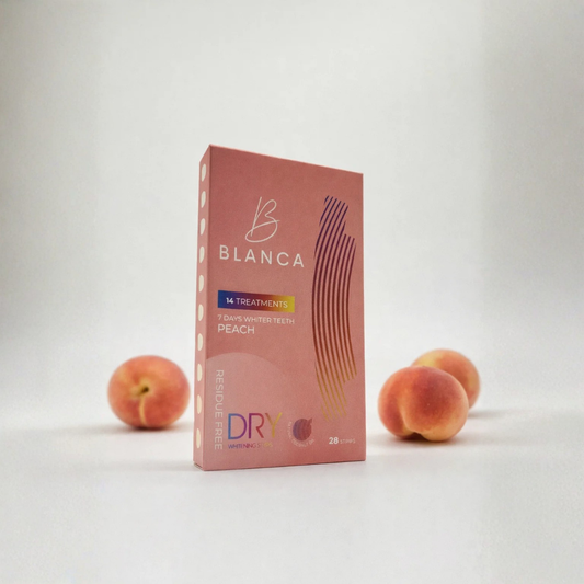 Blanca Golden Peach flavoured whitening strips sold out dental clinic Canada