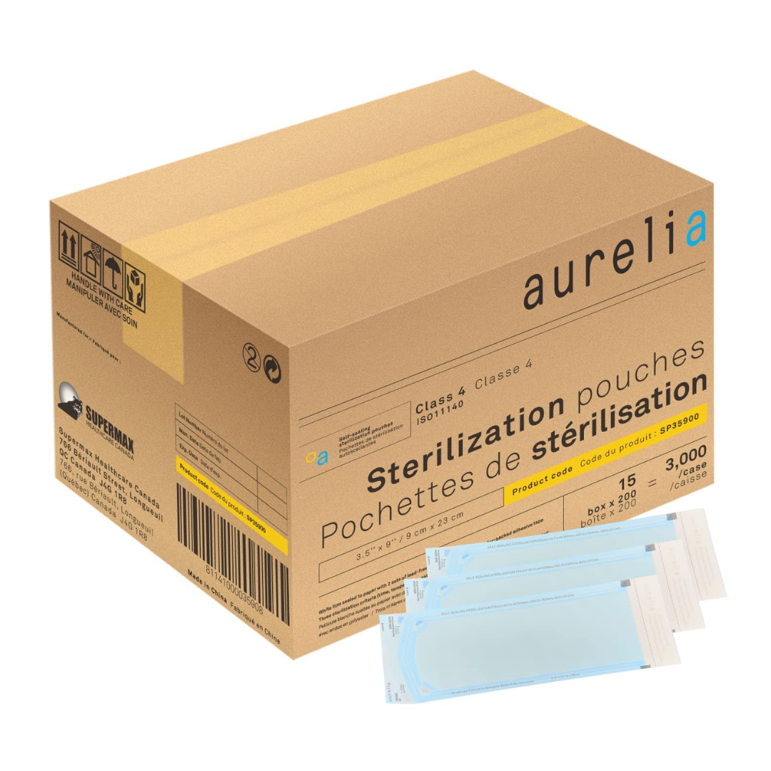 Sachets de stérilisation auto-scellants Aurelia – Usage dentaire et médical – Tailles multiples