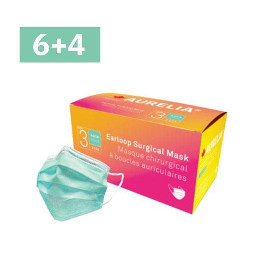 Aqua Aurelia blue ASTM Level 3 3-ply surgical mask box – 50 count – made in Canada