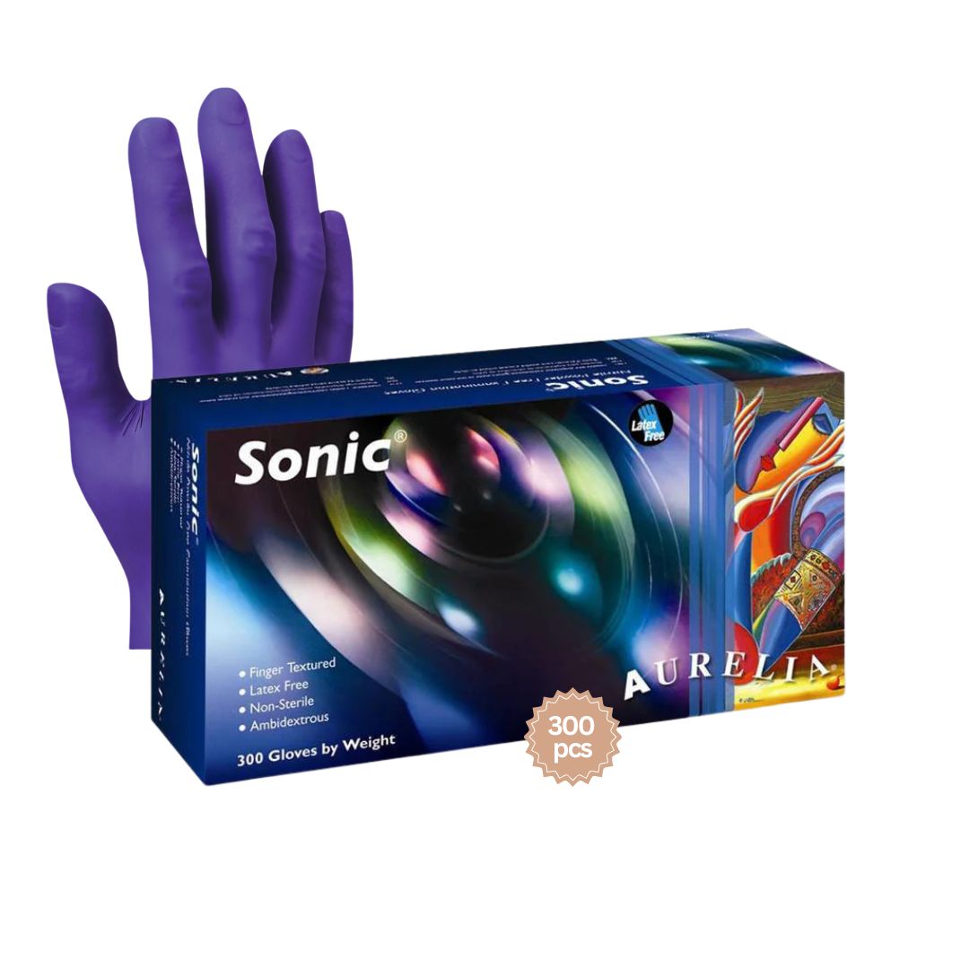 Aurelia Sonic 300 Nitrile Examination Gloves | Indigo Blue | Powder-Free | 300/Box | All Sizes