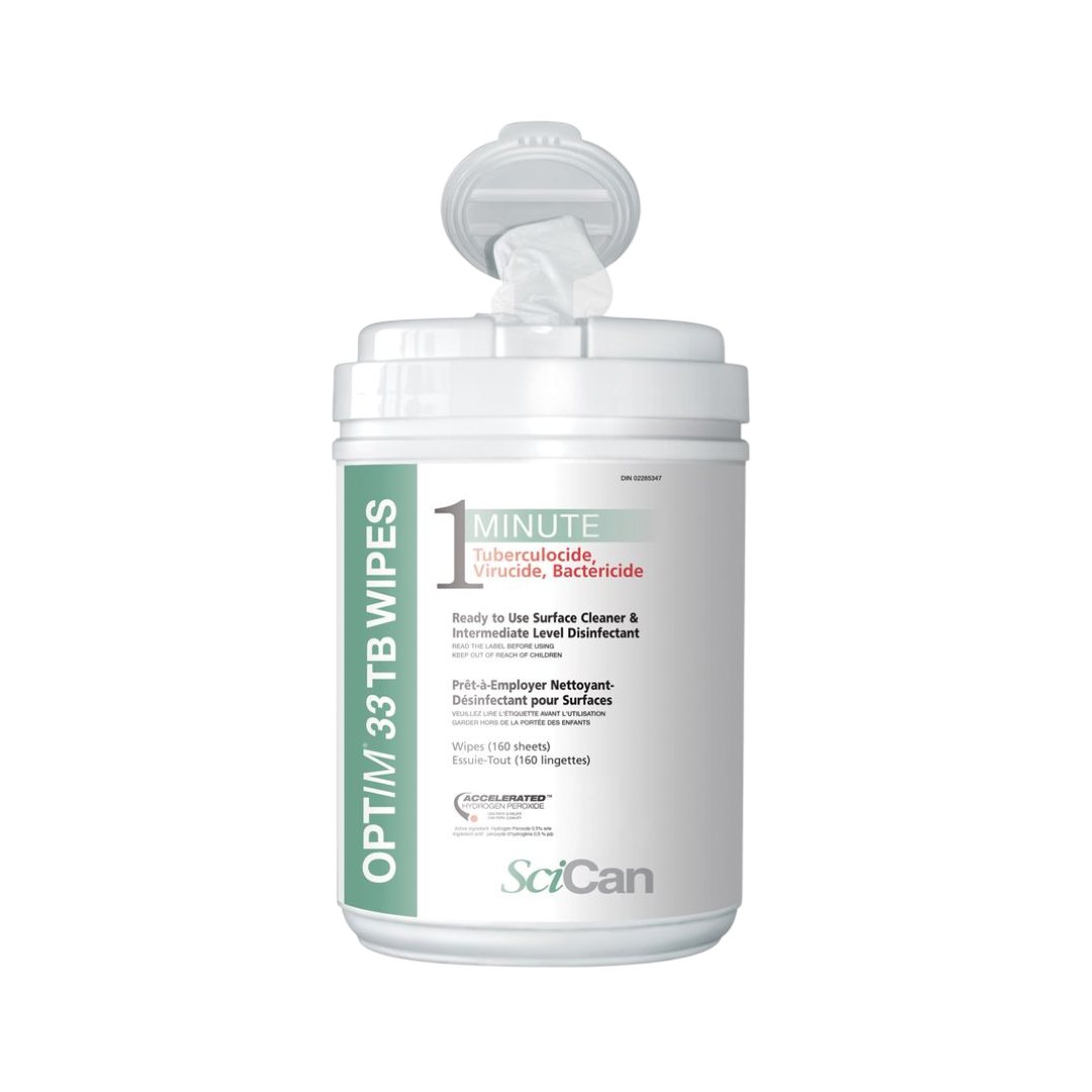 Lingettes désinfectantes Optim 33TB parfum aloès – 160 unités | Action tuberculocide en 1 minute