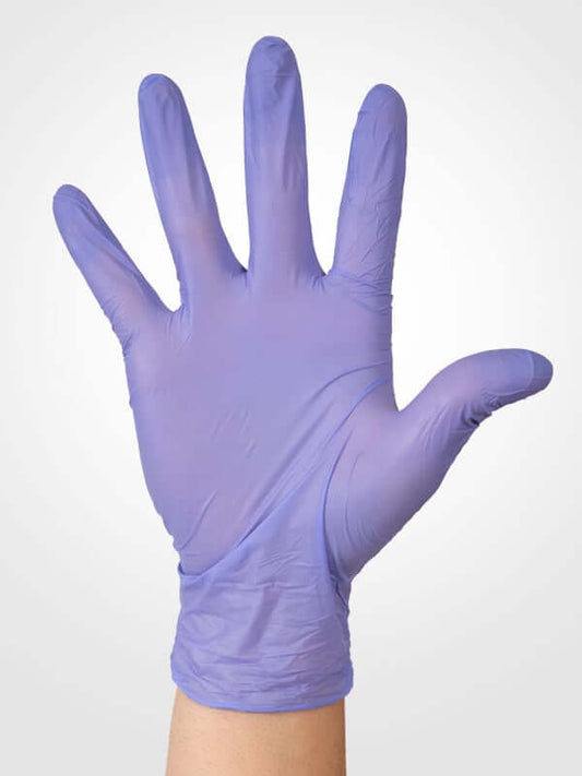 Aurelia Amazing nitrile gloves XS, purple, chemo-tested, 300 count box, textured fingertips.
