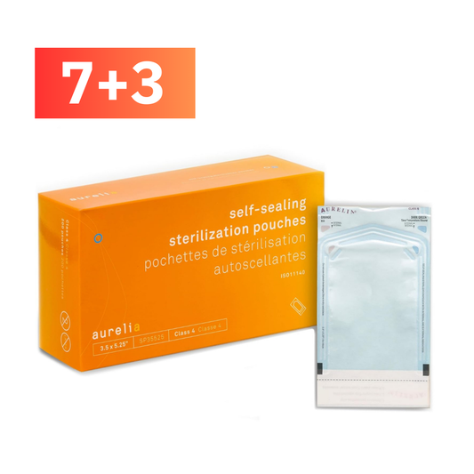 aurelia self-sealing sterilization pouches  3.5″ × 5.25″ – Class 4 – 200/Box