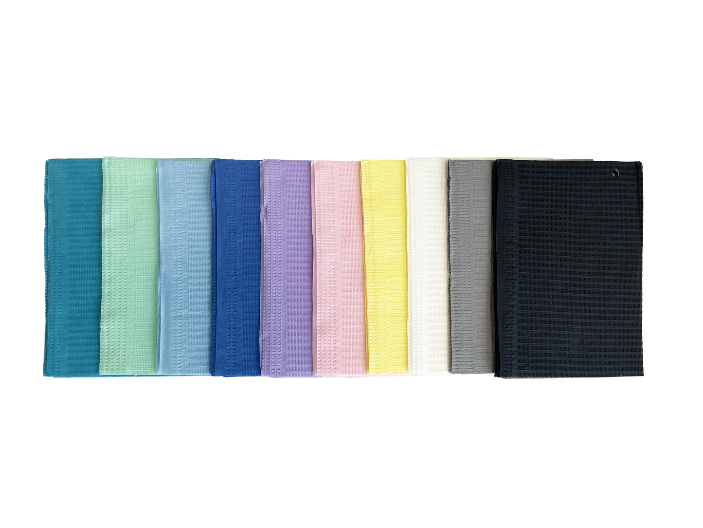 Aurelia, Lavender pink Green dental bibs, 500 per case, eco-sustainable, cellulose-based hygienic 10x50 pack, non-glued cellulose SKU 2002, 2003 2004