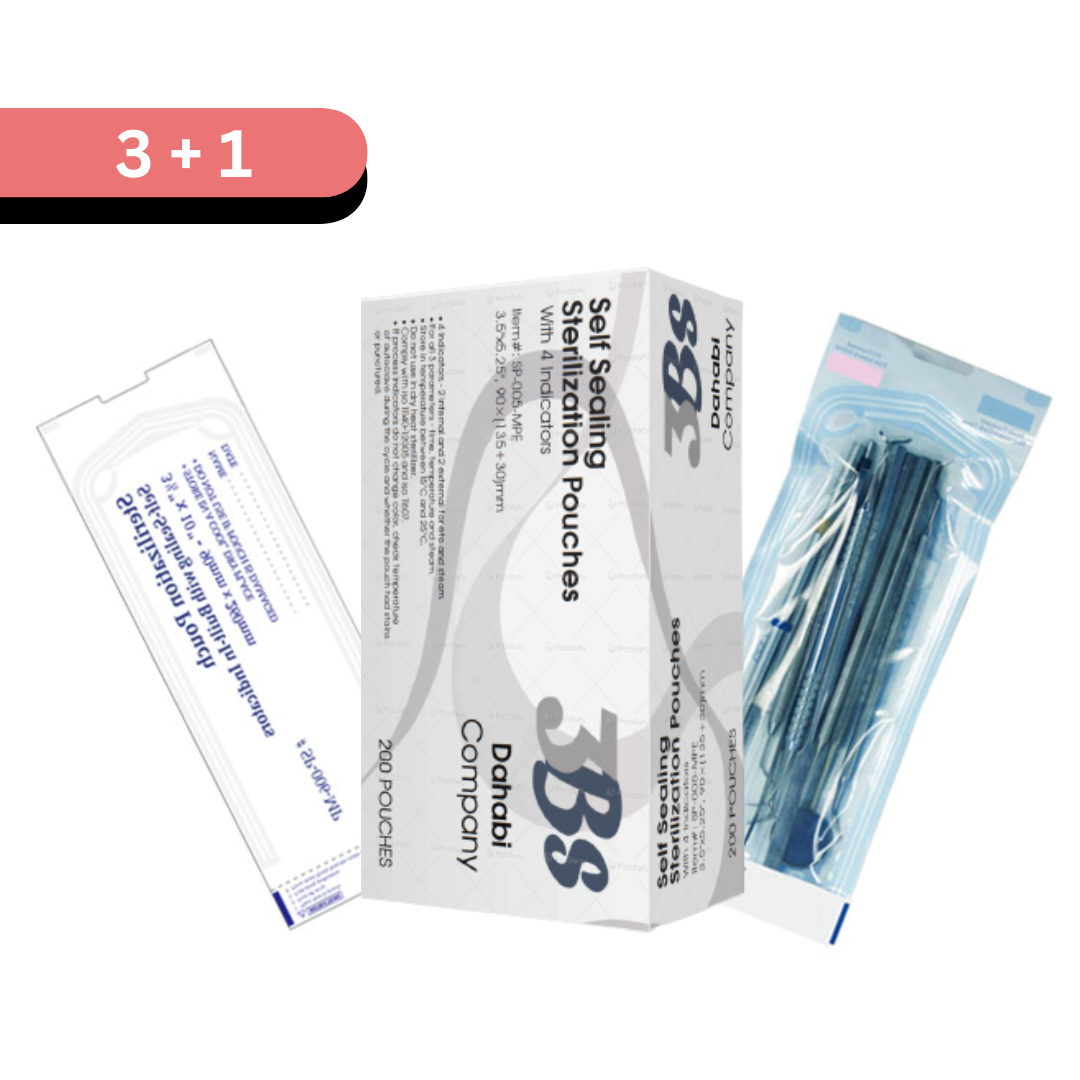 Dental disposable Sterilization Pouches 006, 3.5'' x 10'', 200/box Pochettes de stérilisation jetables dentaires 006, 3.5'' x 10'', 200/boîte