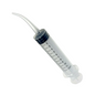 Disposable 12 mL curved tip dental syringe with graduated calibration markings