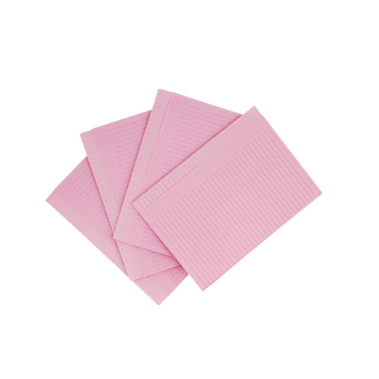 Dental Disposables, Bibs Pink (500) 2-Ply + 1-Poly 13"x18" Bavoirs jetables pour usage dentaire, roses (500), 2 couches + 1 couche poly, 13"x18"