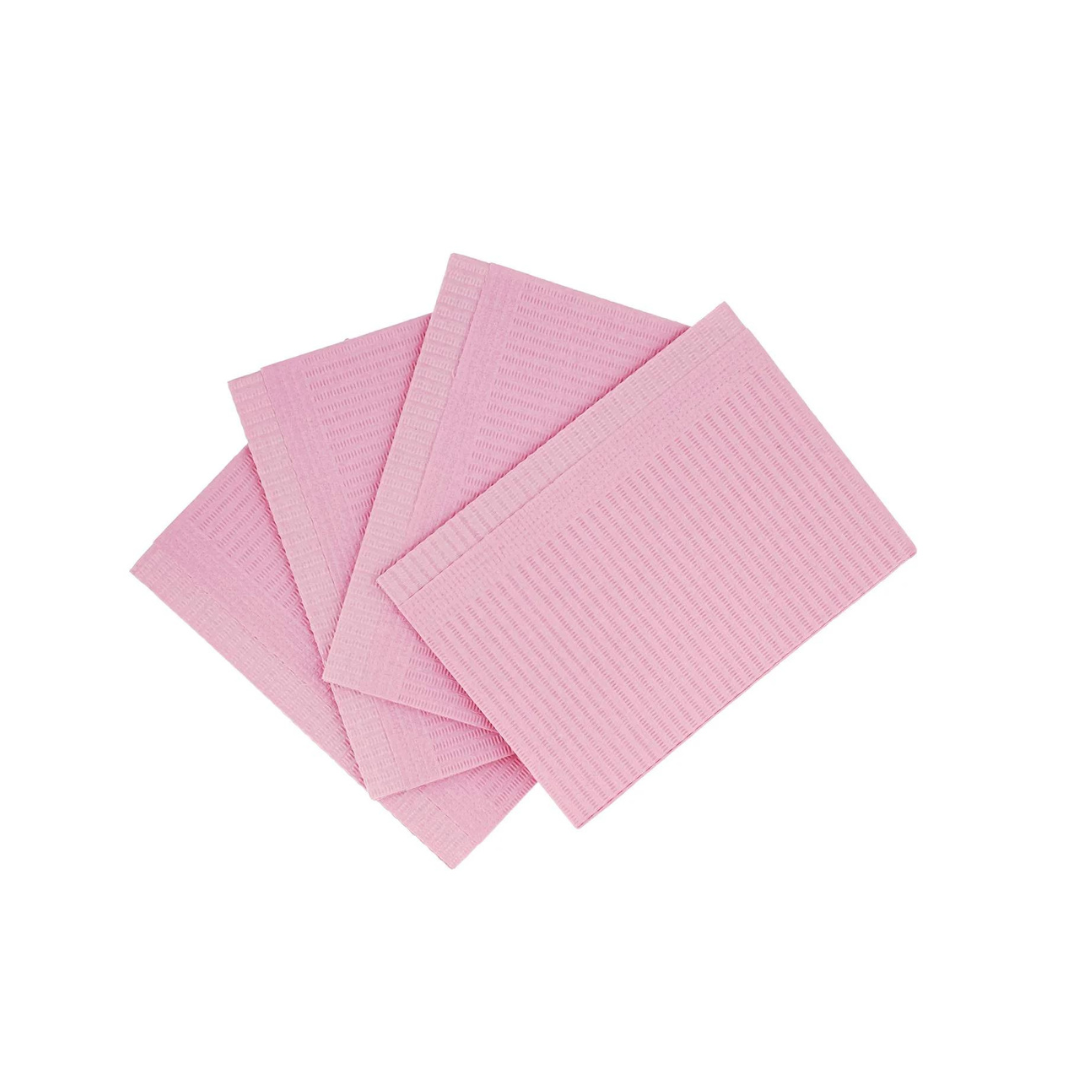 Dental Disposables, Bibs pink (500) 2-Ply + 1-Poly 13"x18" Bavoirs jetables pour usage dentaire, roses (500), 2 couches + 1 couche poly, 13"x18"