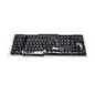 A clear plastic keyboard sleeve containing a black keyboard.