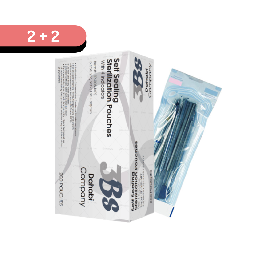 Dental disposable Sterilization Pouches with 2 indicators, 3.5'' x 10'', 200/box Pochettes de stérilisation Pochettes de stérilisation avec 2 indicateurs, 3,5'' x 10'', 200/boîte