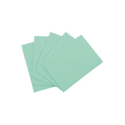 Green dental bibs by Aurelia, 500-count eco cellulose bibs, SKU 2004.
