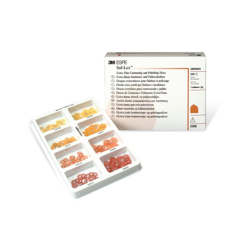 3M Sof-Lex XT extra-thin Pop-On polishing discs, medium orange, 1/2 inch, pack of 85