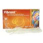 Box of Vibrant Aurelia latex examination gloves with a single glove size medium