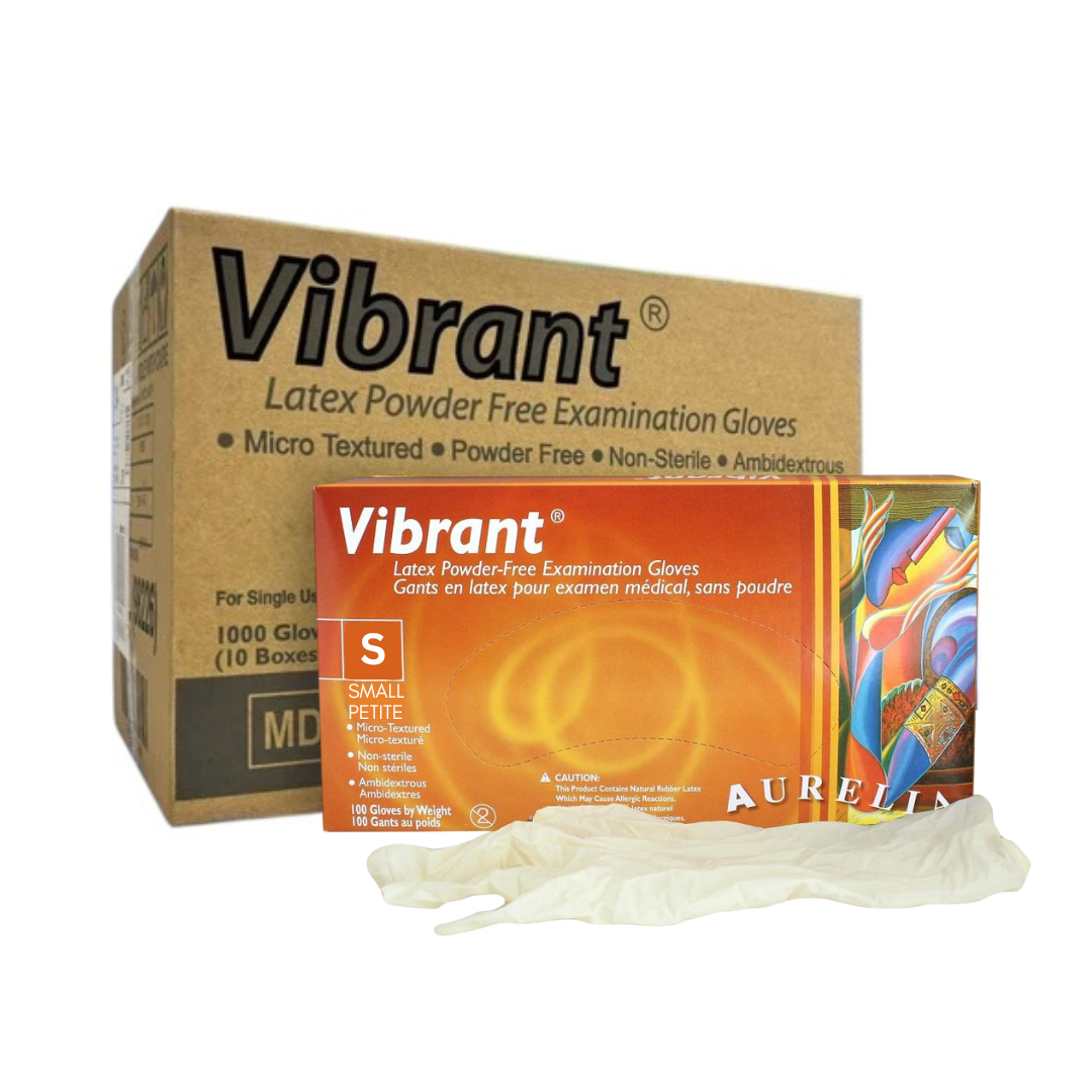 Vibrant latex powder-free examination gloves case