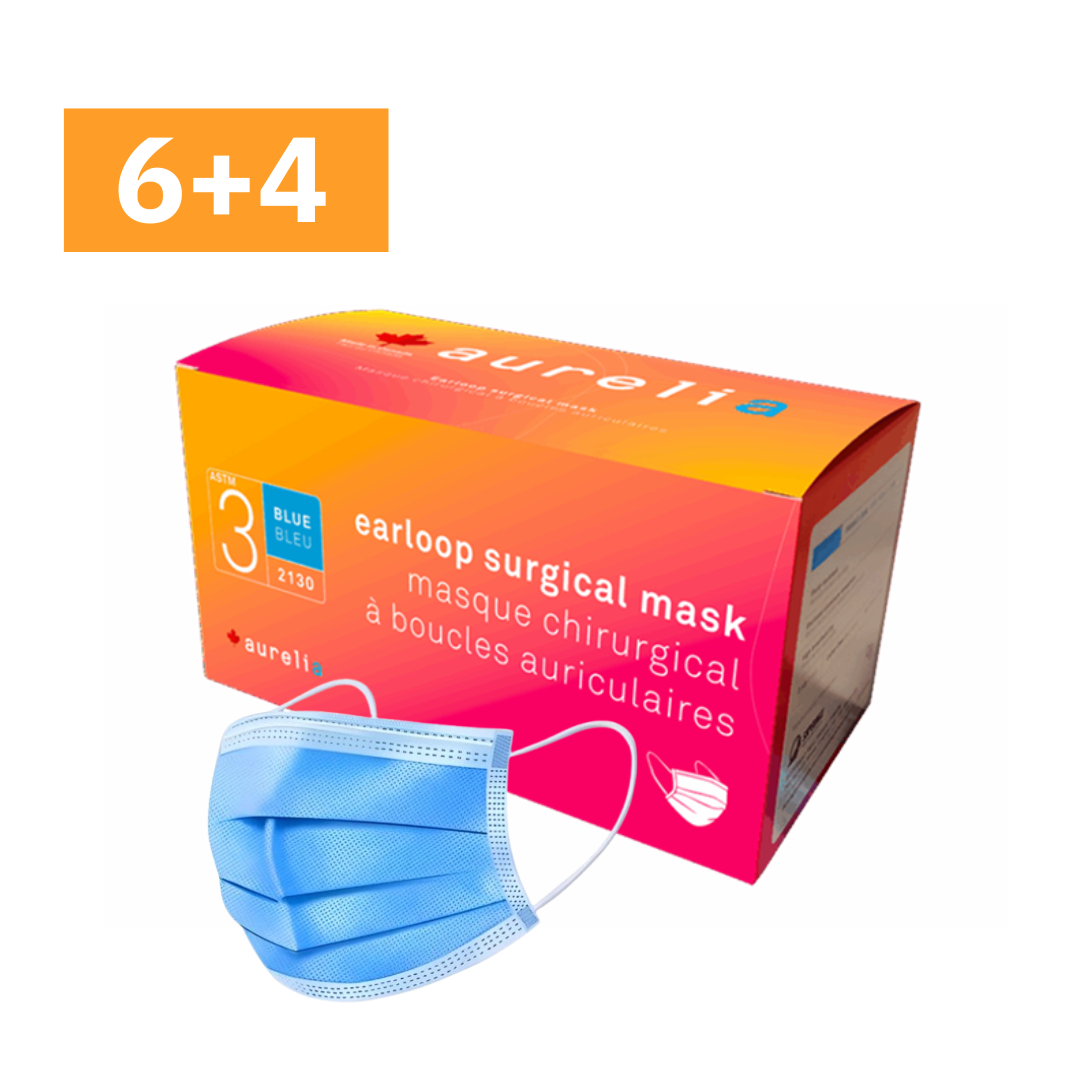Aurelia blue ASTM Level 3 3-ply surgical mask box – 50 count – made in Canada
