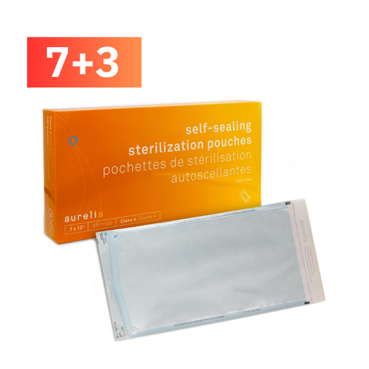 Aurelia self-sealing sterilization pouch Size:7" x 13" (18 cm x 36 cm) with Class 4 steam indicators