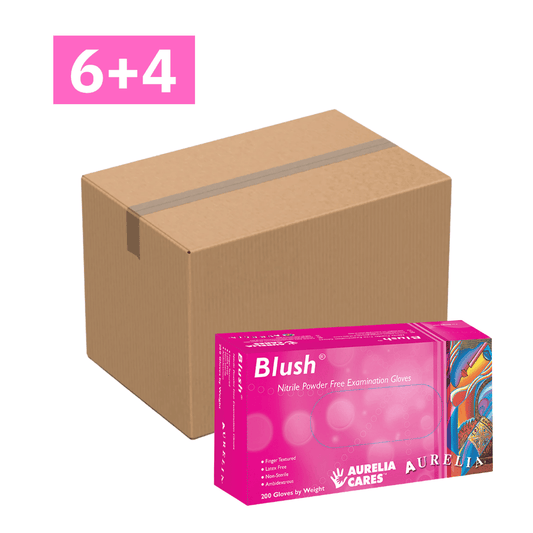 Aurelia Blush ultra stretch nitrile glove textured fingertips