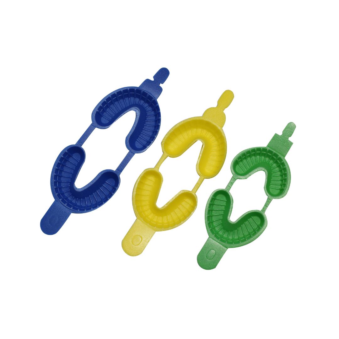 Disposable dual-arch fluoride tray for dental fluoride application.