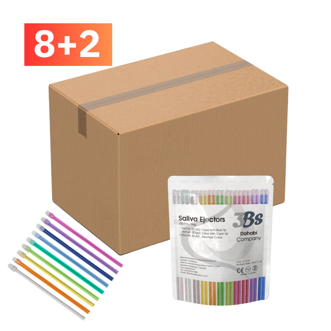 Disposable Saliva Ejectors – Assorted Colors, Flexible Wire, 100/Bag | Dental Suction Tips
