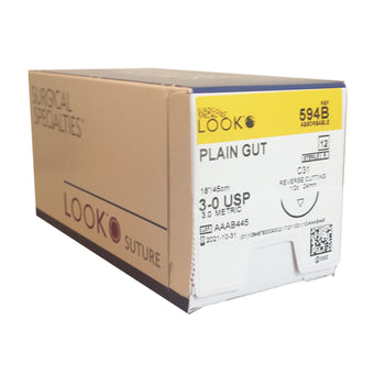 Plain Gut Sutures. 594B 3-0 18" C-31 1/2 Circle 24mm 12/Pk