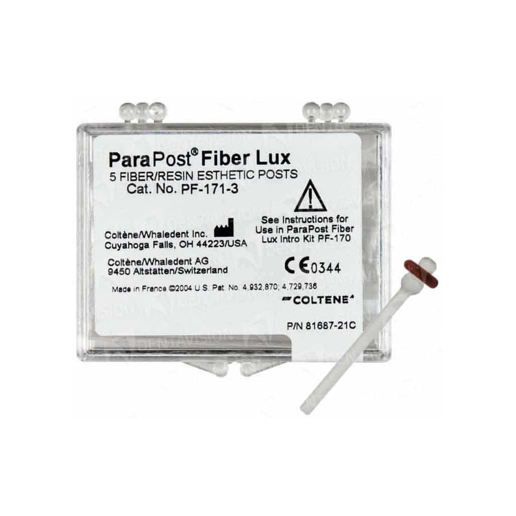 COLTENE ParaPost Fiber Lux dental posts, Size #3, brown, pack of 5