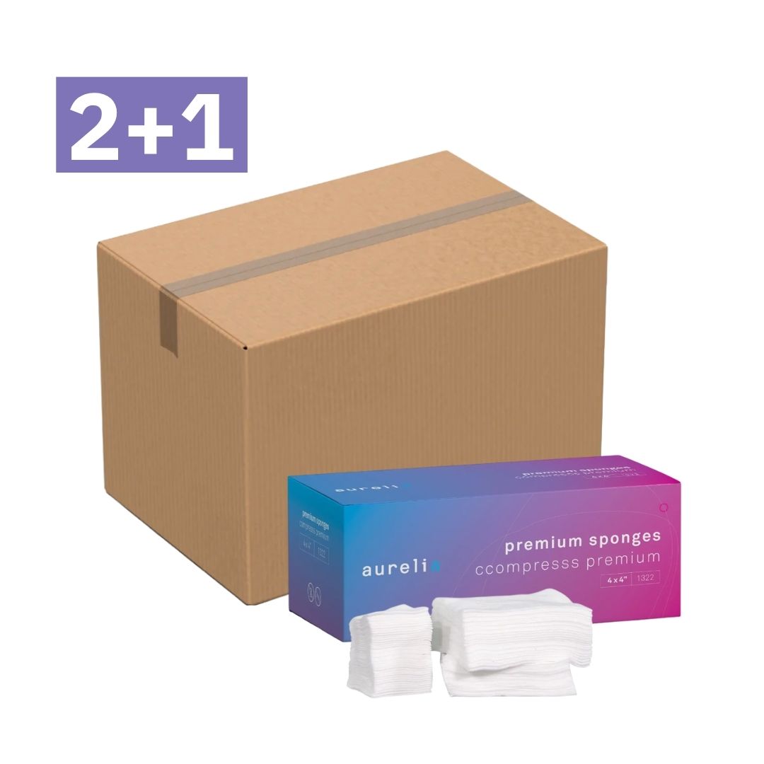 Éponges Premium Aurelia – 10 cm × 10 cm – 4 épaisseurs, non tissées – 2 000 unités