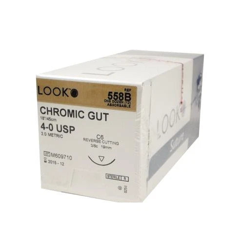 Chromic Gut Sutures 558B – 4-0, 18" C-6, 3/8 Circle, 19 mm (12/Pack)