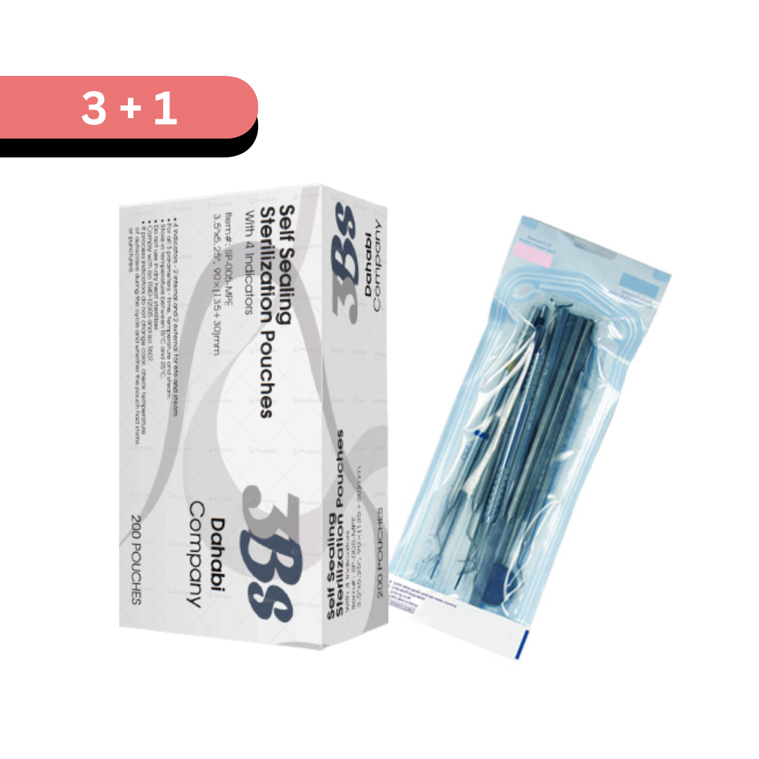 Dental disposable Sterilization Pouches 004, 2.75'' x 10'', 200/box Pochettes de stérilisation jetables dentaires 004, 2.75'' x 10'', 200/boîte