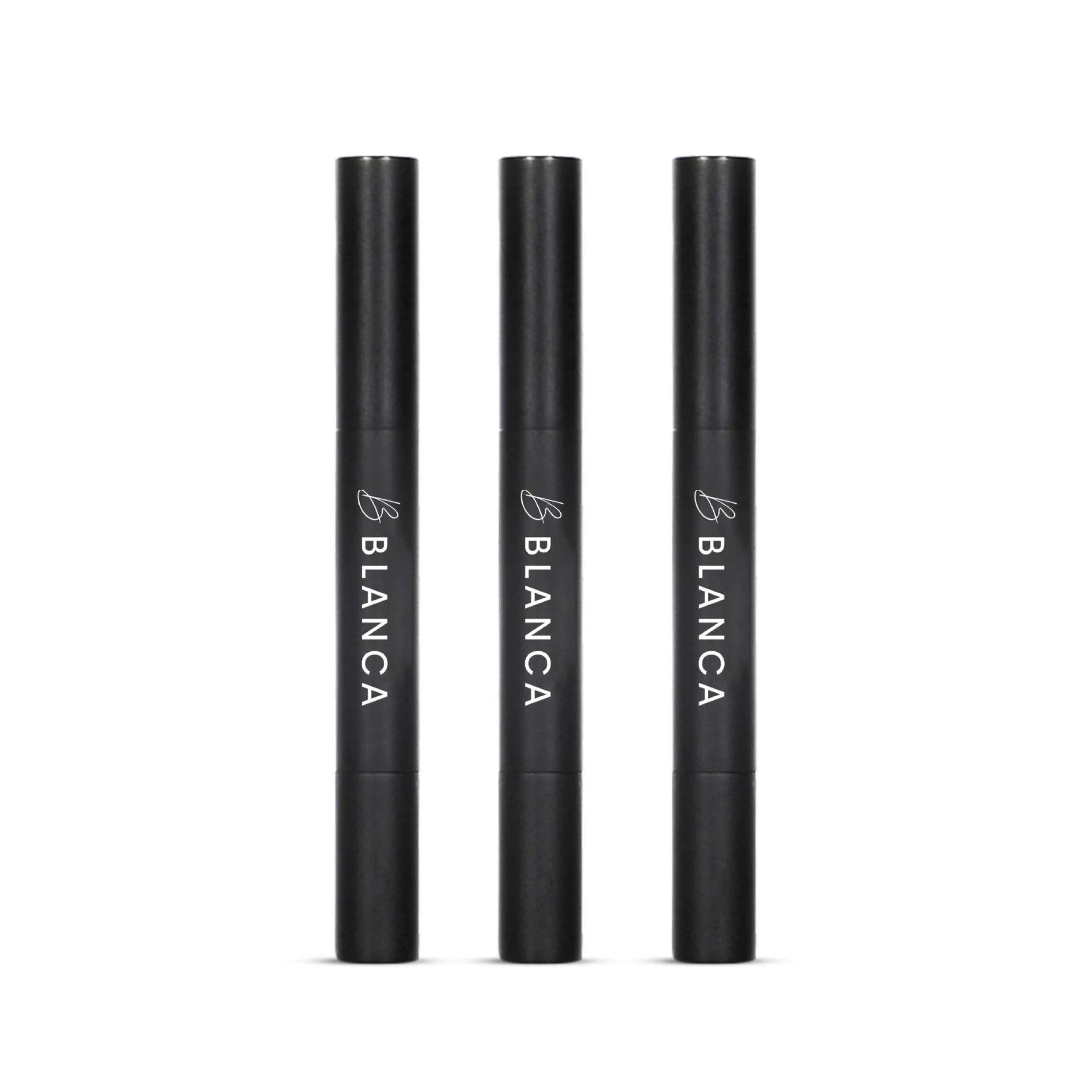 Three black Blanca lip balm tubes Blanca gel whitening pen touch-up whitening dental patient retail Canada